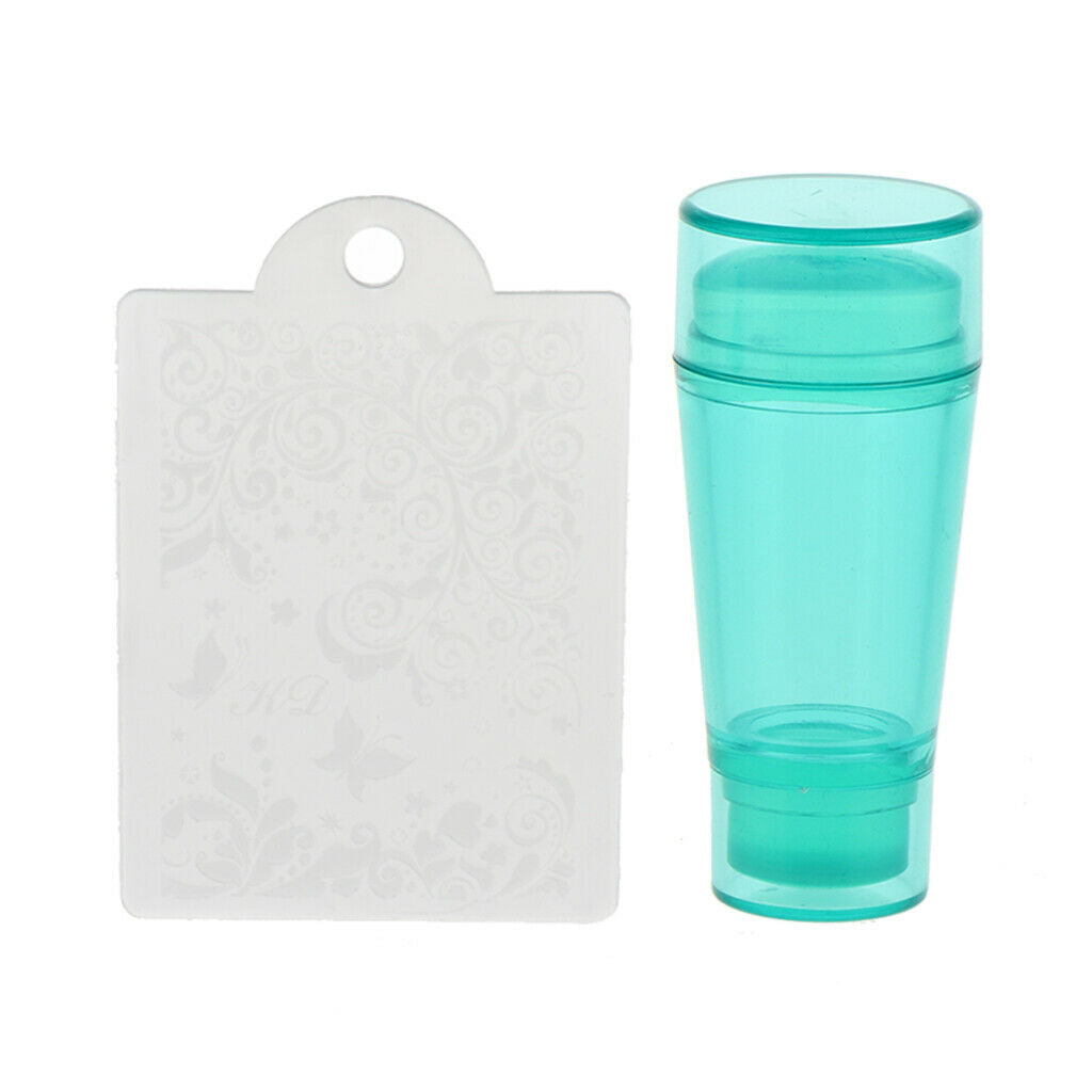 Nail Art Stamping Stamper Kit With Image Plate Manicure Tool DIY Green