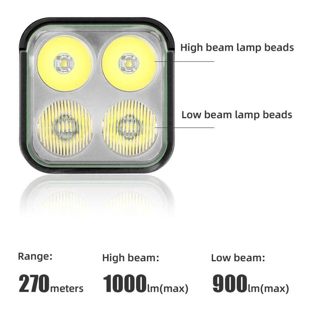 4 LED USB Rechargeable Bike Headlight 1800 Lumens Bicycle Front Light Waterproof
