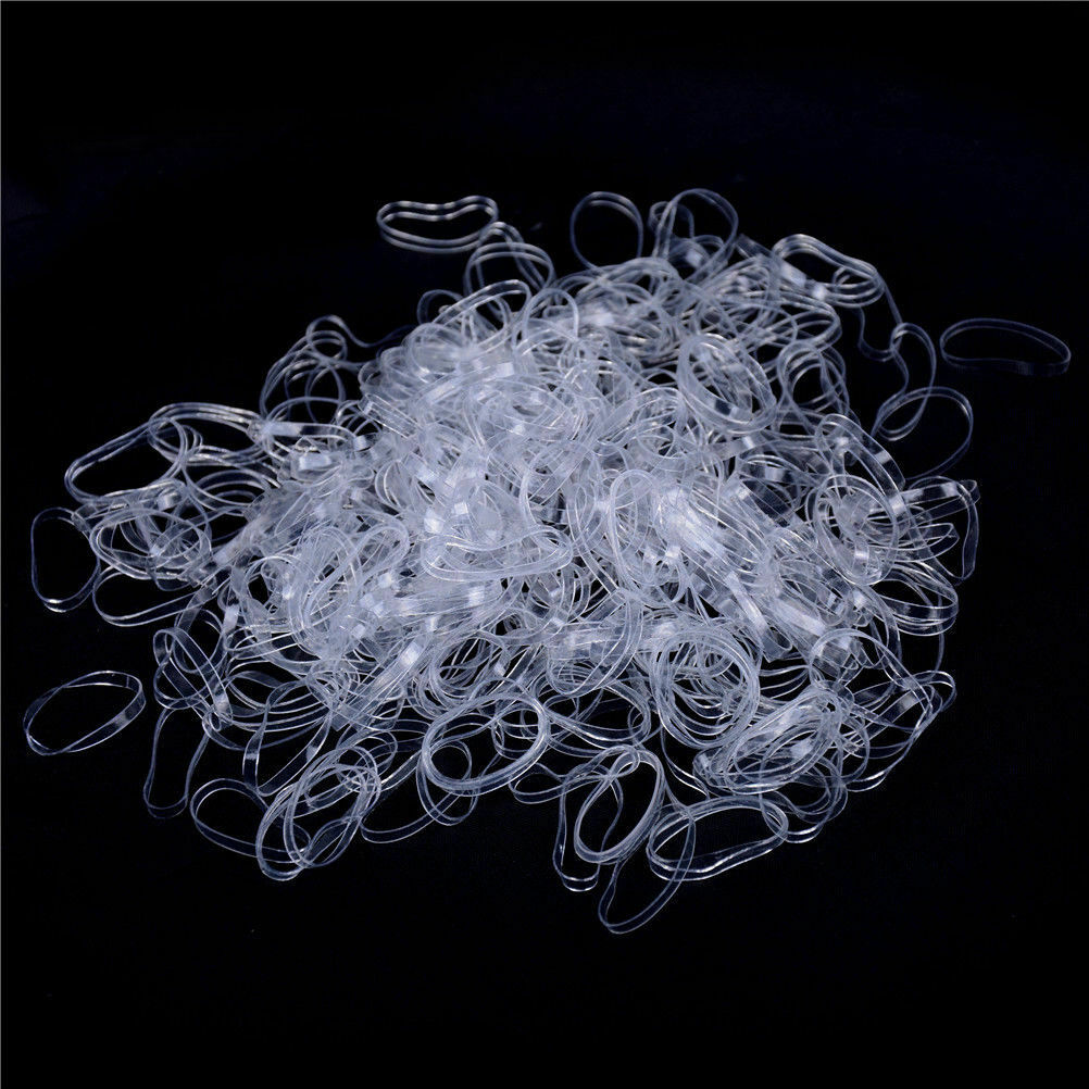 1000x Transparent Clear Ponytail Holder Elastic Rubber Band Hair Ties Rop.l8