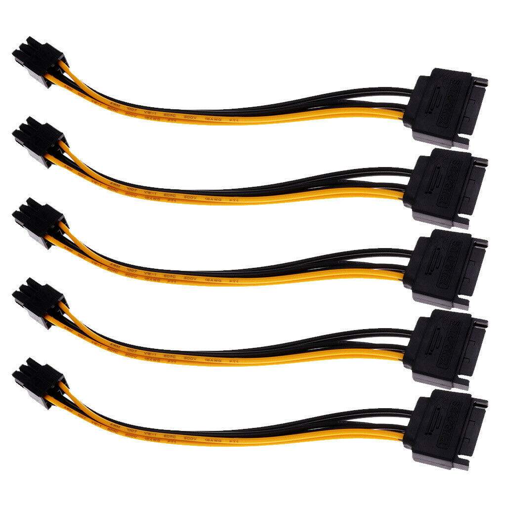 5Pcs Sata Cpnverter Cable Sata 15Pin Power to 6Pin Graphics Video Card Cable