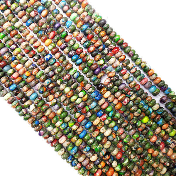 1 Strand 4x3mm Colorful Sea Sediment Jasper Abacus Rondelle Spacer Beads HH8882