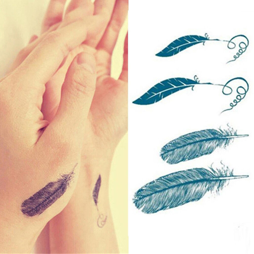 8X Chic Feather Tattoo Stickers Waterproof Temporary Removable Bodys Art T.l8
