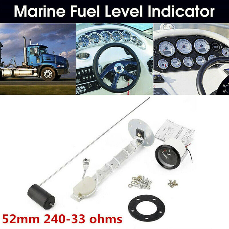 Black Bezel Gas Fuel Level Gauge Analogue Red LED Car Marine Boat 52mm 12V`B Rf