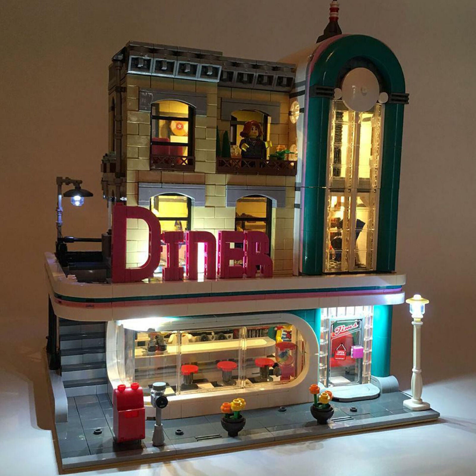 10260 Kit Bricks Building ONLY LED Toys Lighting Light Downtown Diner 4IAC