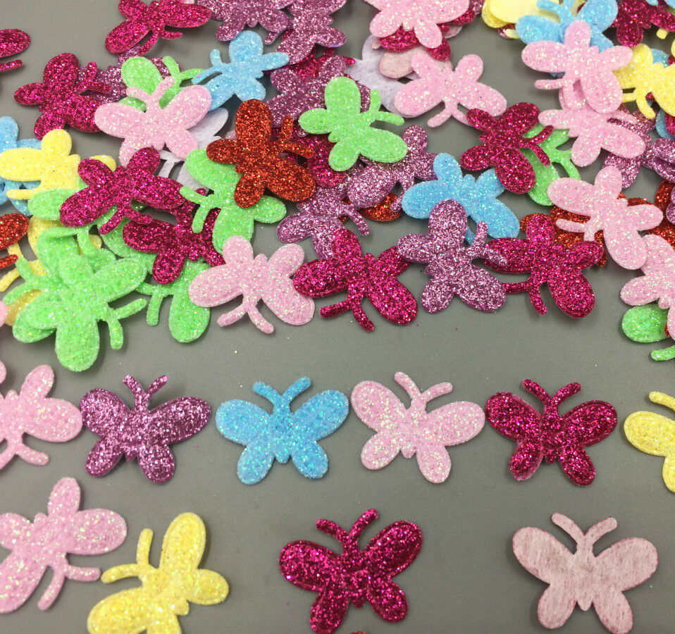 200X Sequins small butterfly Felt Appliques Mixed Colors Cardmaking Crafts 24mm