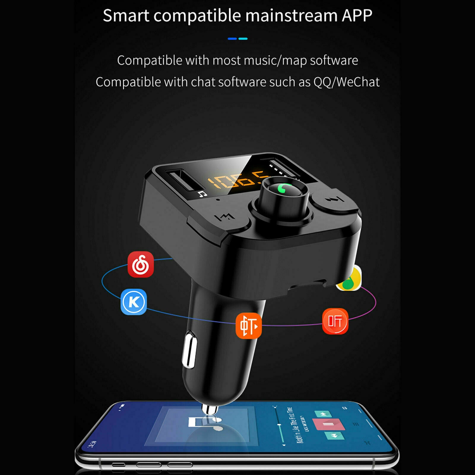 Car MP3 FM Transmitter Bluetooth Player Hands free Radio Adapter Kit USB Charger