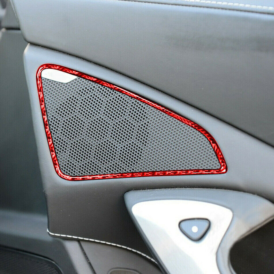 Red Carbon Fiber Door Speaker Cover Trim fit for Chevrolet Corvette C7 14-19 New