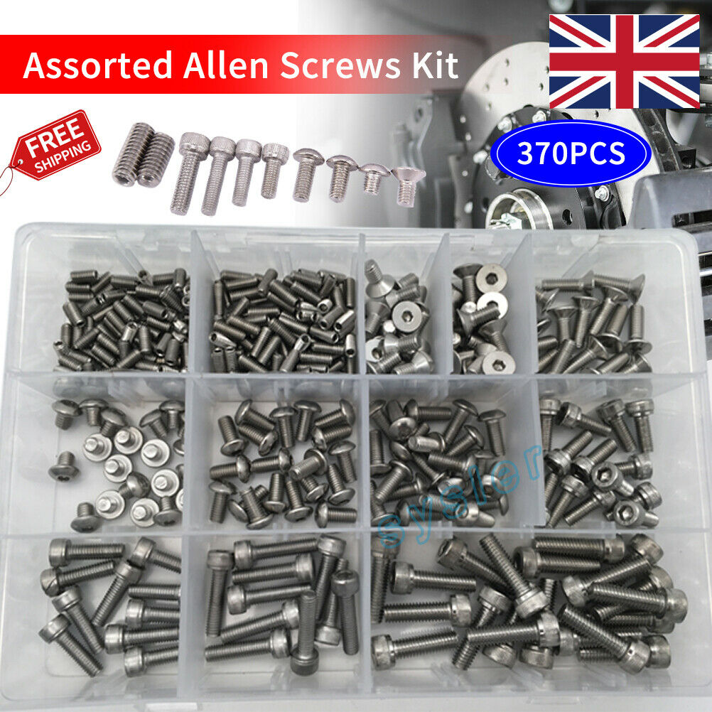 370PCS M4 M5 M6 Bolts For Bikes Stainless Steel Assorted Socket Screw Nut Se XC