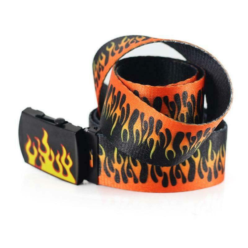 Korean Style Unisex Flame Grain Waistband 130cm Length Adjustable Canvas Belt