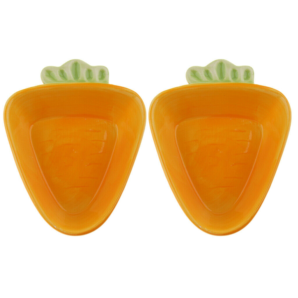 2pcs No-Tip Ceramic Rabbit Food Bowl Feeder for Guinea Pig Hamster Chinchilla