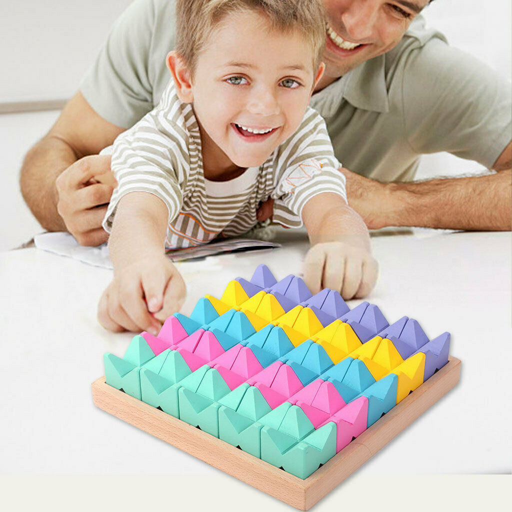 Geometric Shape Match Stacker Puzzle Board Educational Stacking