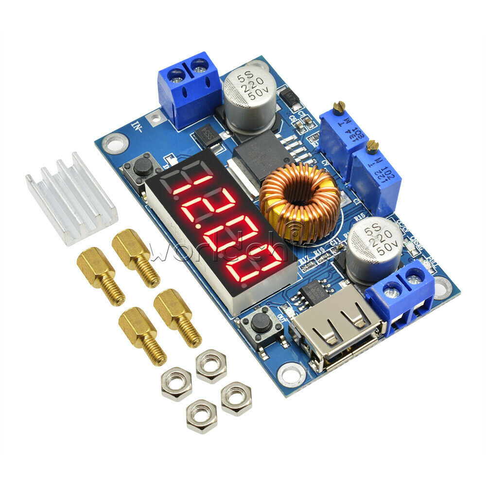 New 5A CC CV W/ USB Voltmeter LED Drive Step-down Lithium charger Power Module