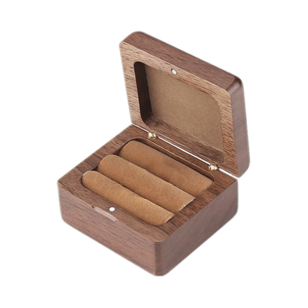 Luxury Walnut Wood Engagement Rings Box Jewelry Wedding Rings Storage Case