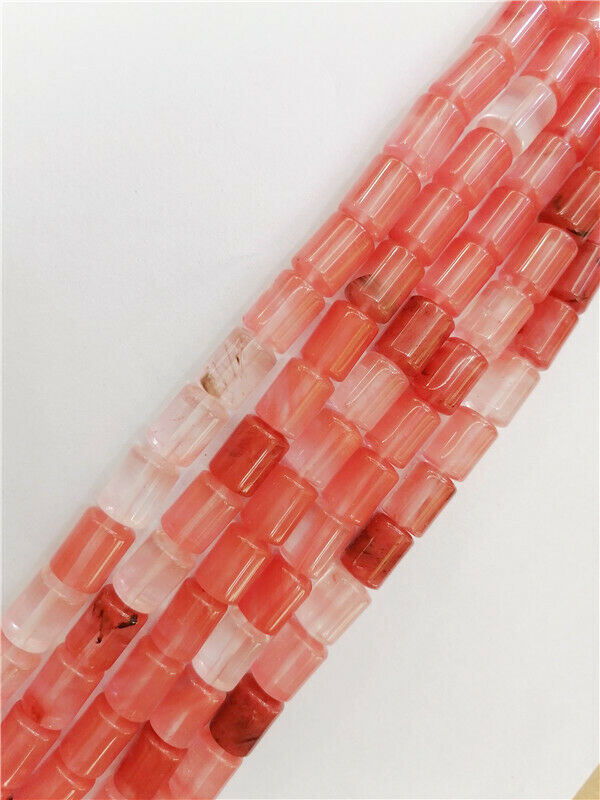 1 Strand 14x10mm Red Cherry Quartz Cylinder Spacer Loose Beads 15.5inch HH8843