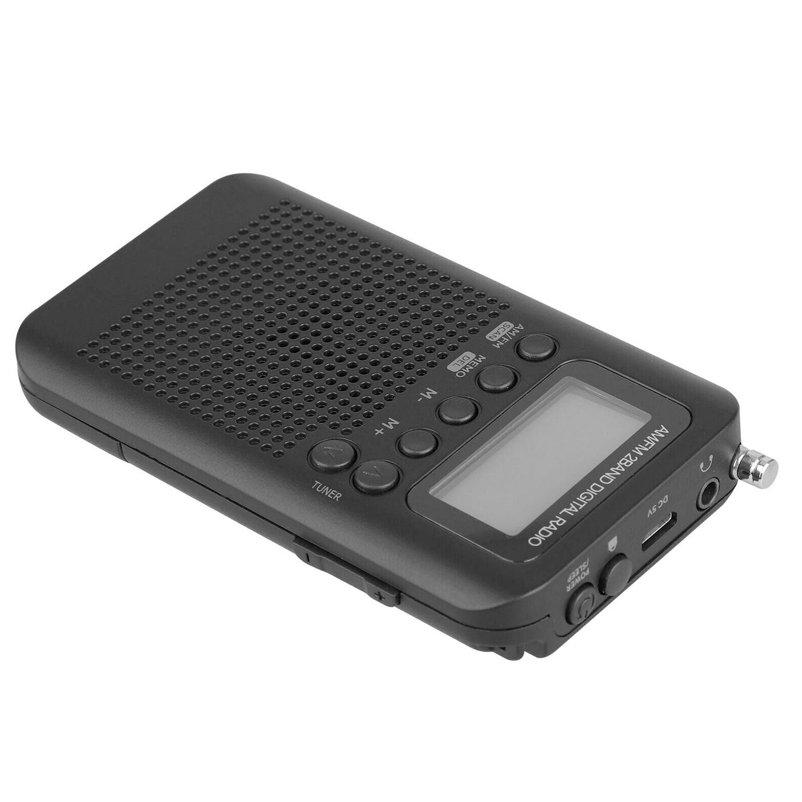 Portable Pocket AM/FM Digital Radio Antenna Battery Powered Receiver w/Earphone