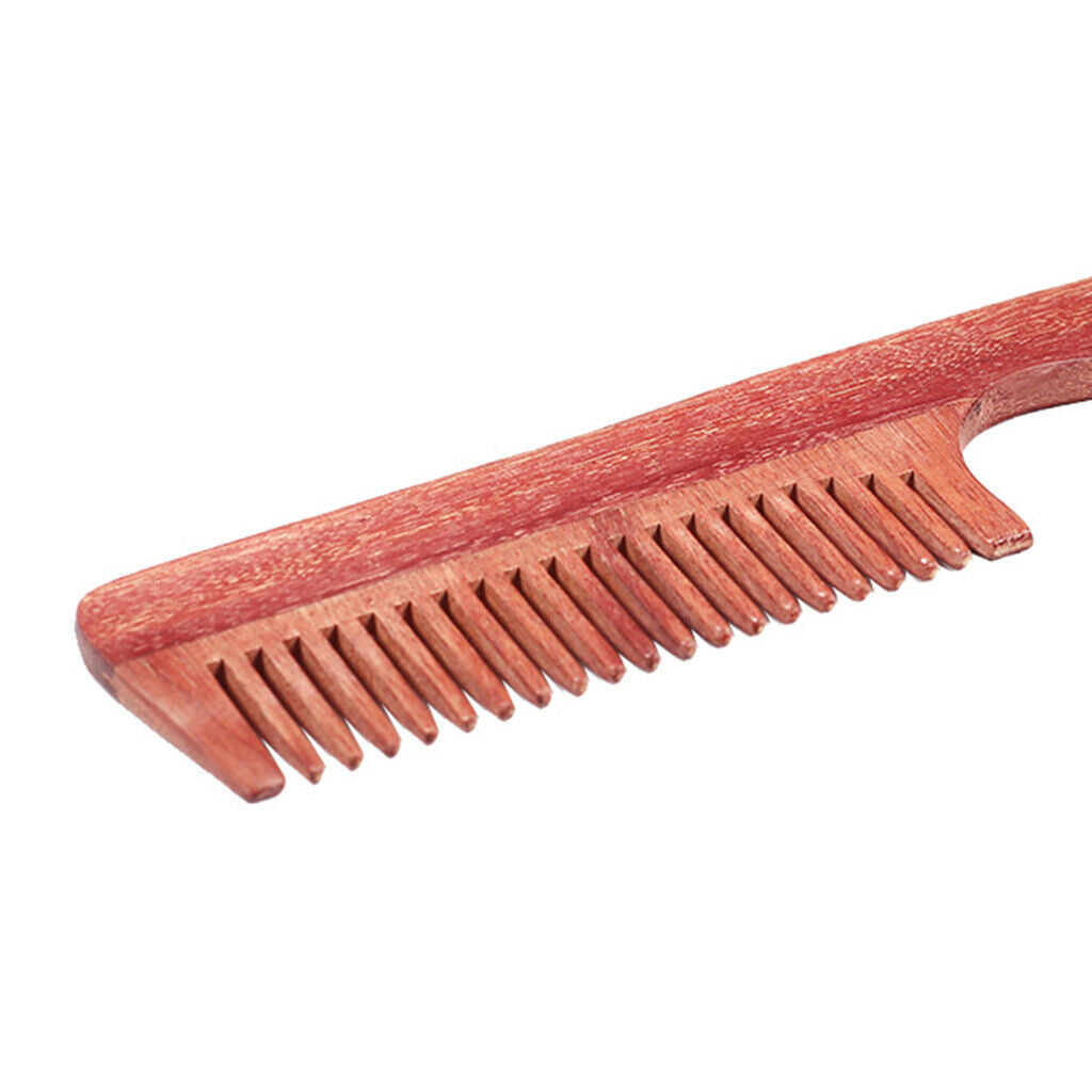 Natural Wood Men Women Hair Beard Mustaches Styling Comb Coarse Long Handle