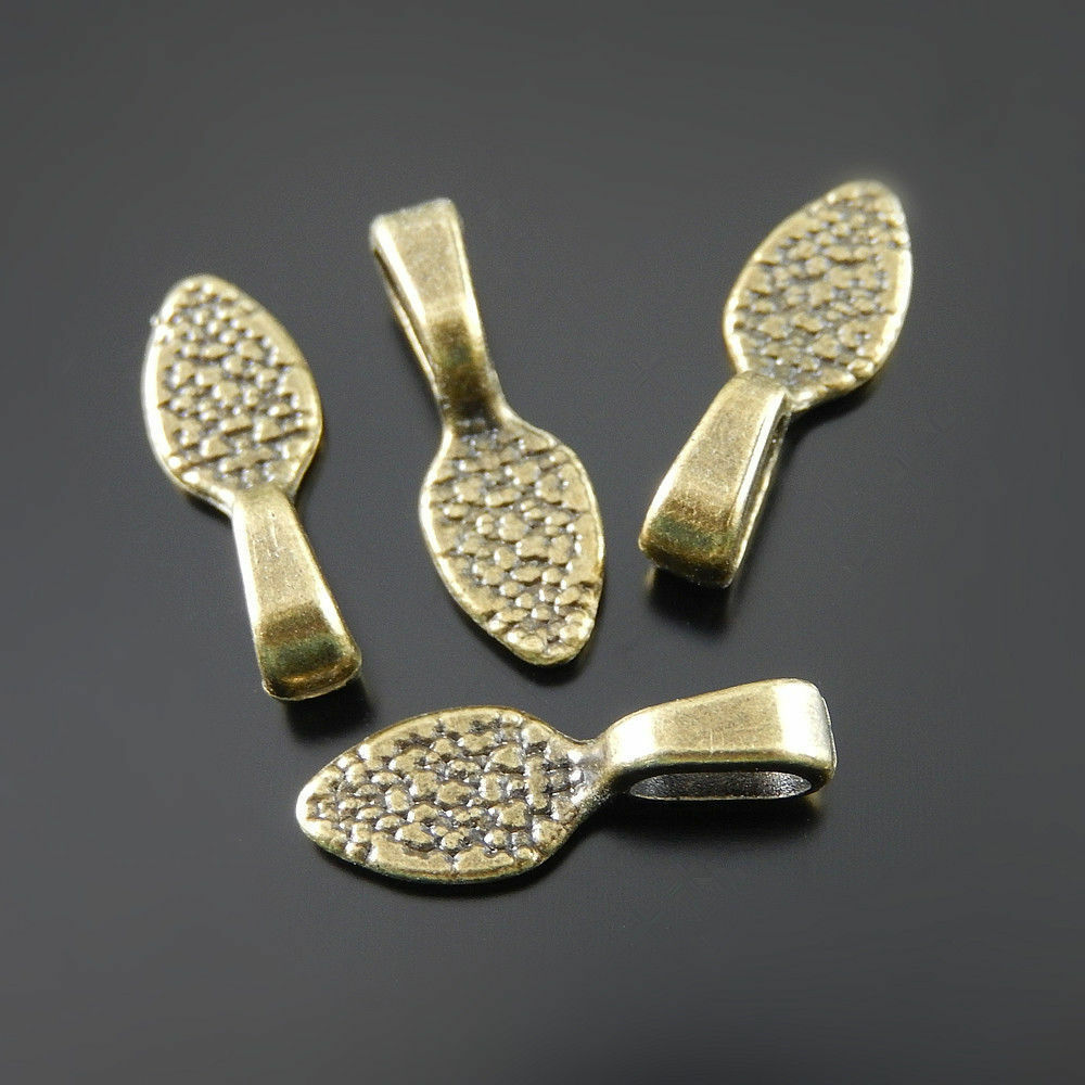 50 pcs Retro Style Bronze Alloy Glue On Bails Pendant Jewelry Connectors Craft