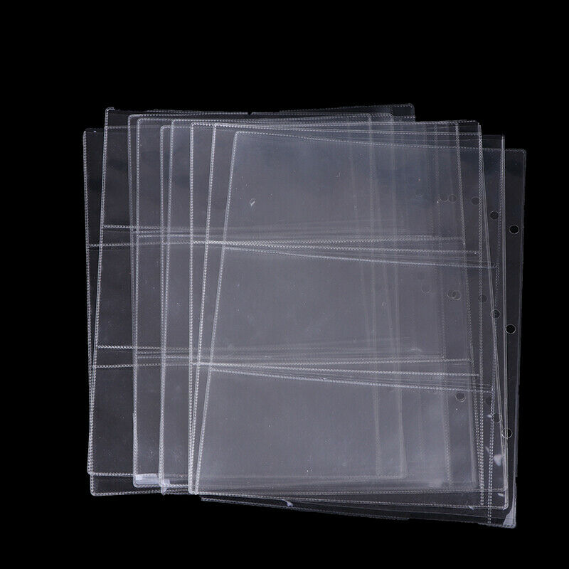 10X Note Pages Album Paper Money 3 Pockets Banknote Holders Storage Sleeves:0 Re