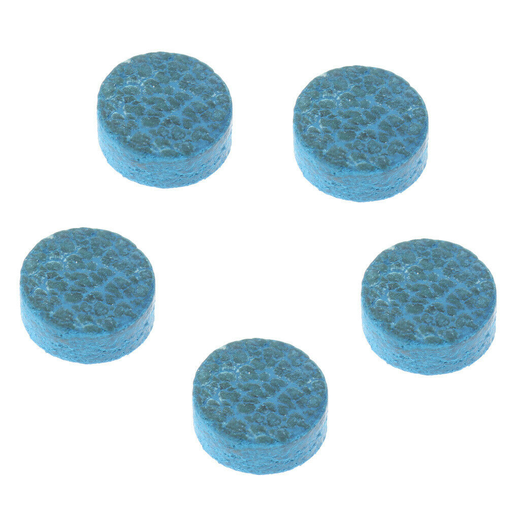 5Pcs 10mm Blue Diamond Leather Glue-on Snooker Pool Billiards Cue Tips Care