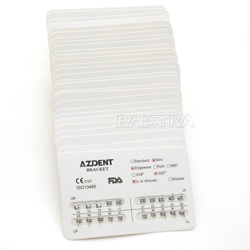 50 Packs Orthodontic Dental Bracket Braces Mini Edgewise .022 Hooks 3-4-5 AZDENT