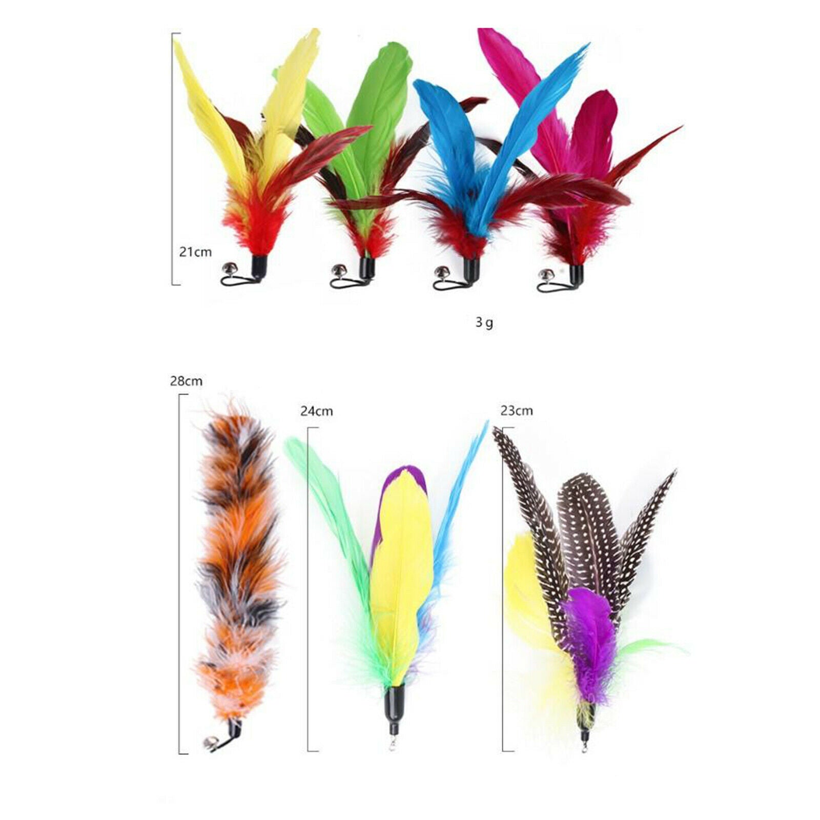 Set of 10pcs Cats Feather Interactive Teaser Retractable Wand Toys Exercise