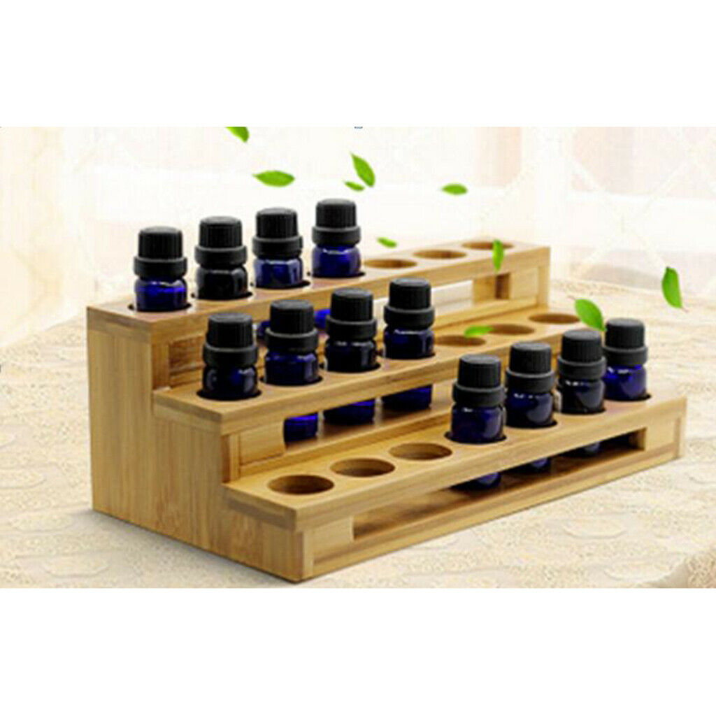 Essential Oil Bottle Wood Storage Rack 18 Slots Aromatherapy Organizer Case