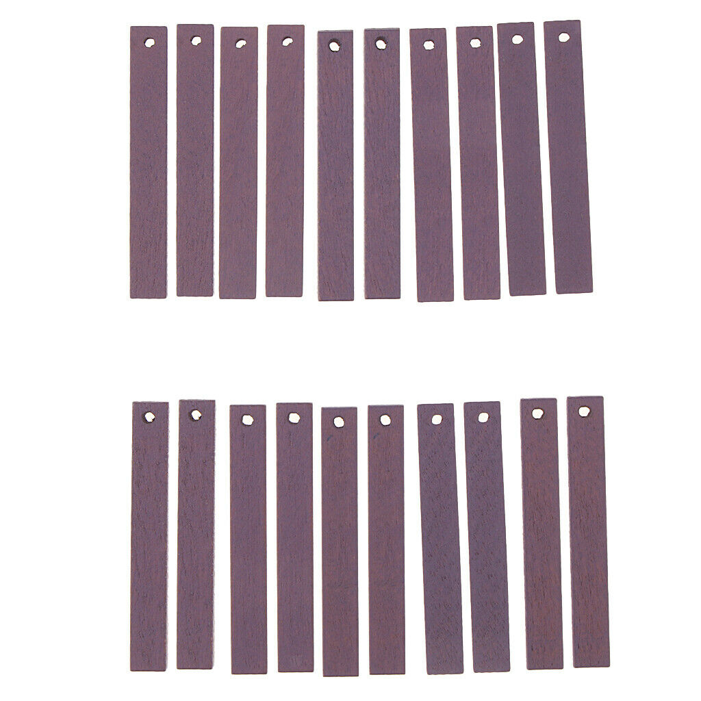 20 Pieces Rectangle Wood Bar Pendant Beads DIY Craft Findings Light Purple