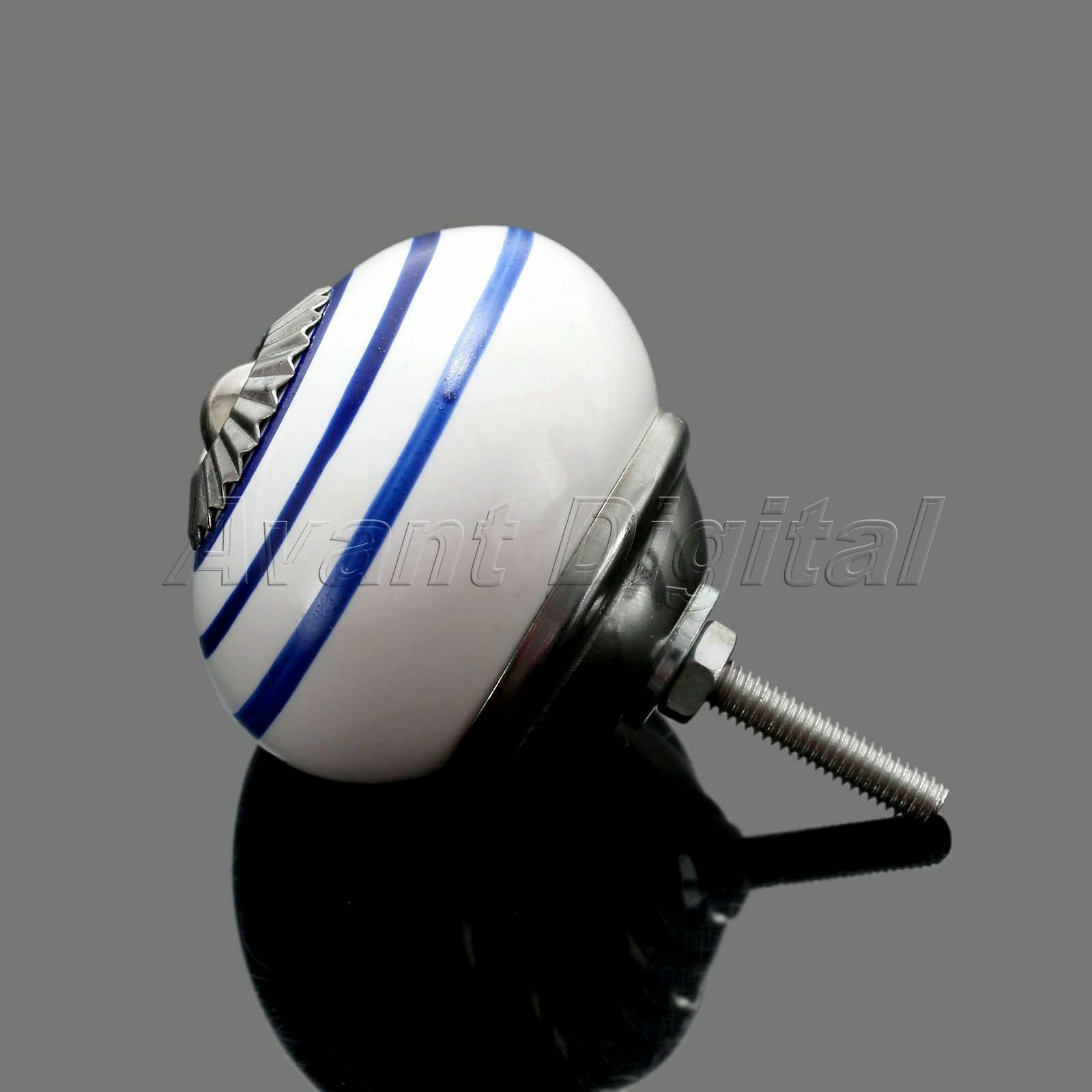 Ceramic Door Handles Pull Cabinet Wardrobe Cupboard Knobs Navy Stripe Round Ball