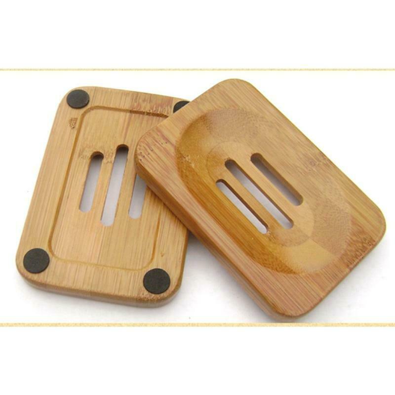 Natural Wood Shower Soap Tray Dish Storage Holder Plate Soap Water Filter Dishes