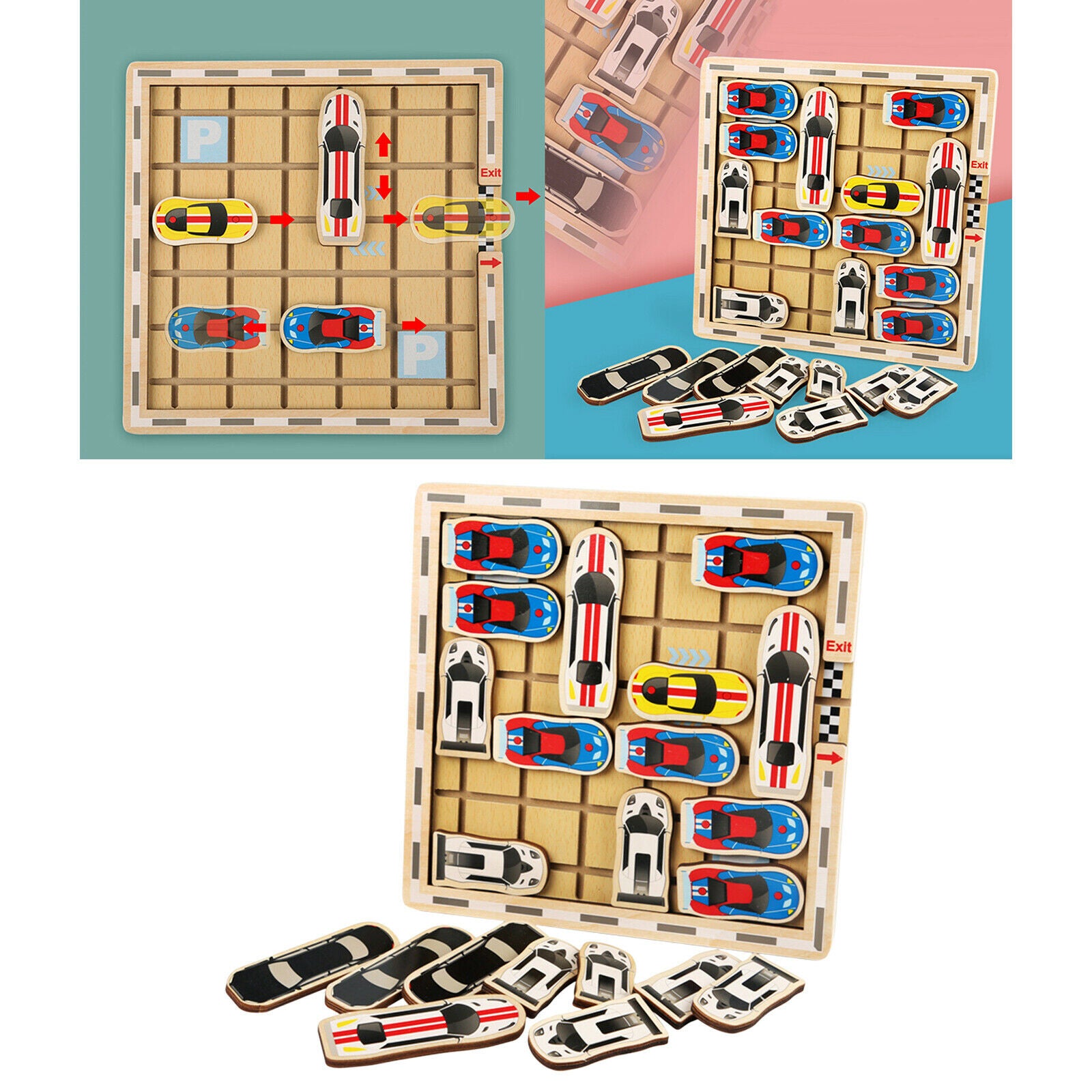 Wooden Sliding Car Handmade Klotski Toys IQ Kids Gifts Educational Game