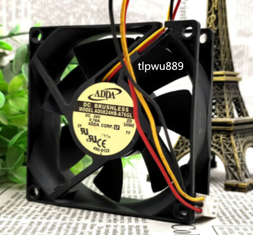for ADDA AD0824HB-A76GL 24V 0.16A 8025 three-wire cooling fan t1
