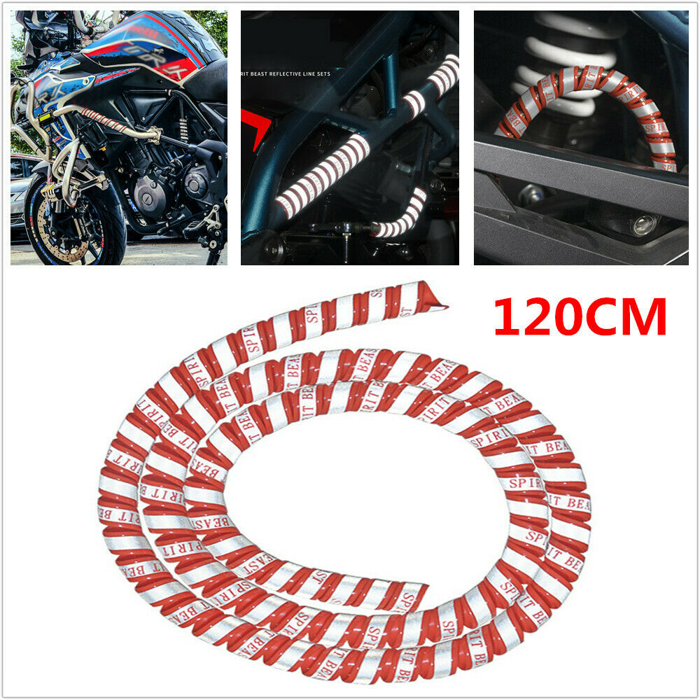 120CM Car Motorcycle Reflective Wire Protection Sleeve Stripe Tape Tube Twining