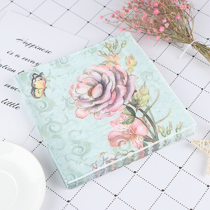 20PCS Napkins paper Decoupage Tissue Flowers Wedding Birthday DIY DecoratDD