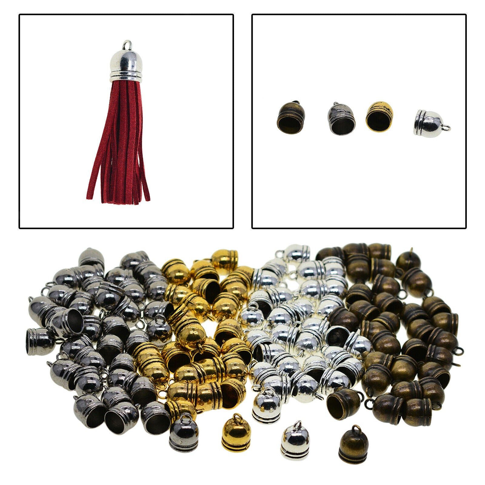 100Pcs Cord End Caps 10mm Leather Earring Making Alloy Clasps Terminators