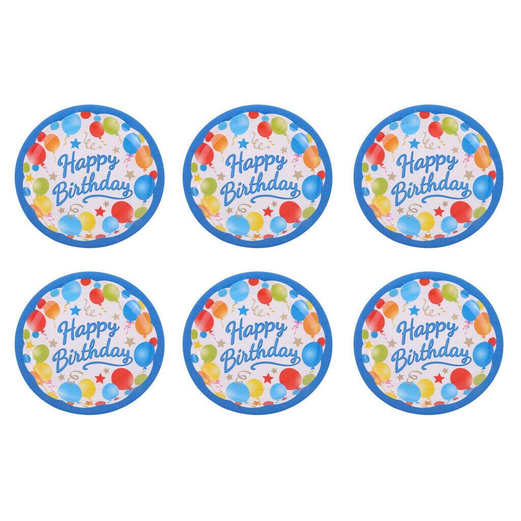 6 Pieces Happy Birthday Balloons Star Disposable Paper Plates Carnival Party
