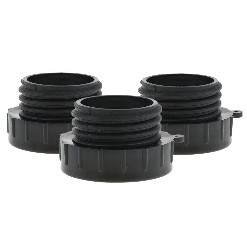 3pcs IBC Fine Threads Adapter Ibc Tote Tank   IBC Tote Fittings 2in Black