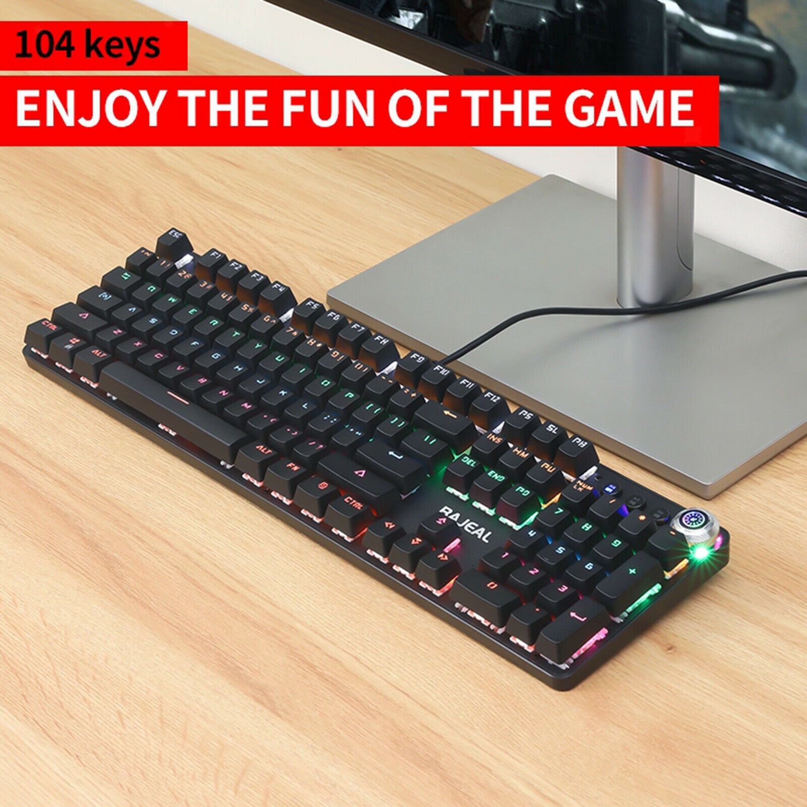 USB Multiple Modes Detachable Wired Gaming Keyboard Water-Resistant Ergonomic