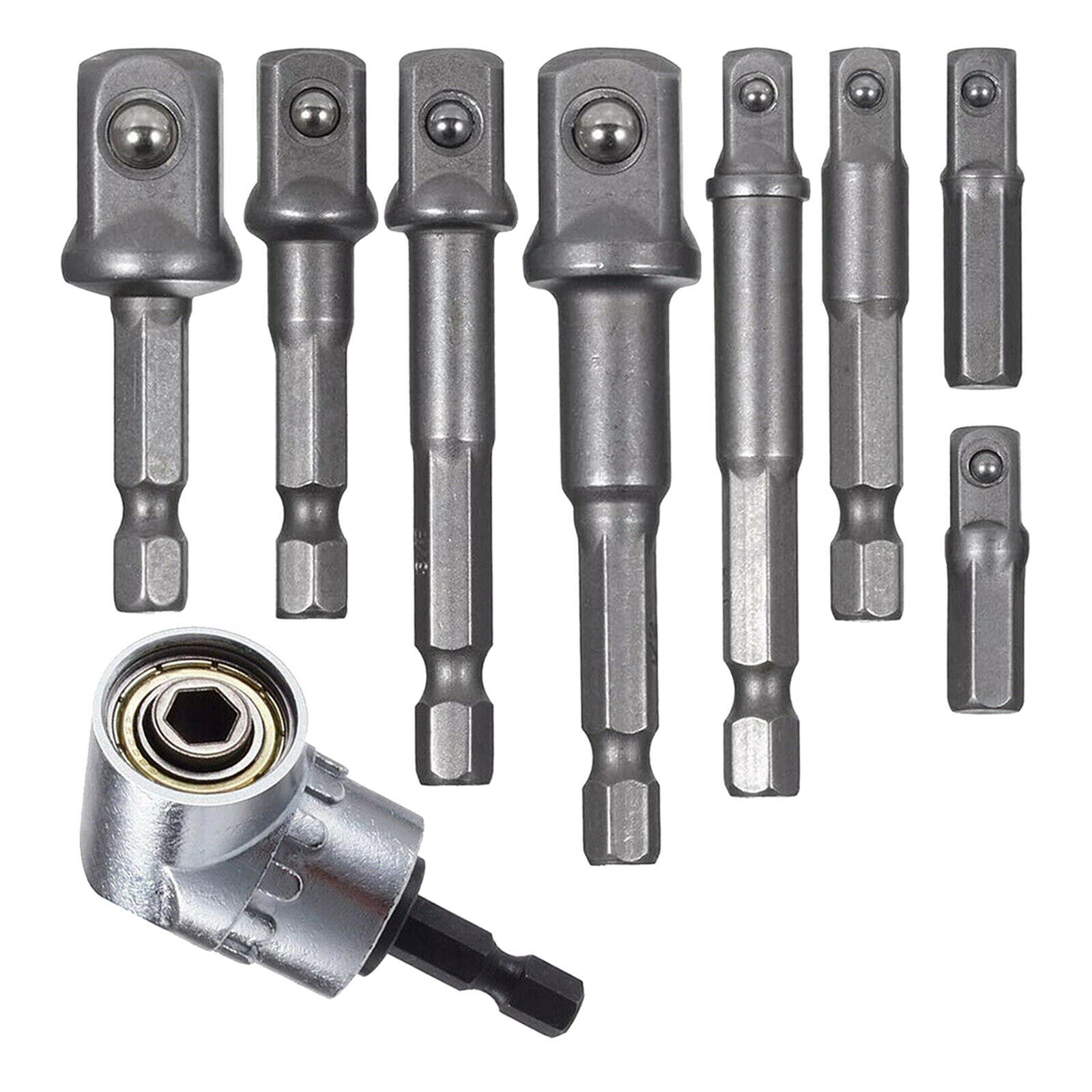9 Pieces Socket Adapter Hex Impact Drill Bits Driver Tools Shank Attachment
