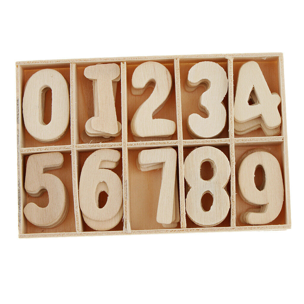 60 Packs Craft Wood Wooden Numbers Tray for Wedding Birthday Home Decorations