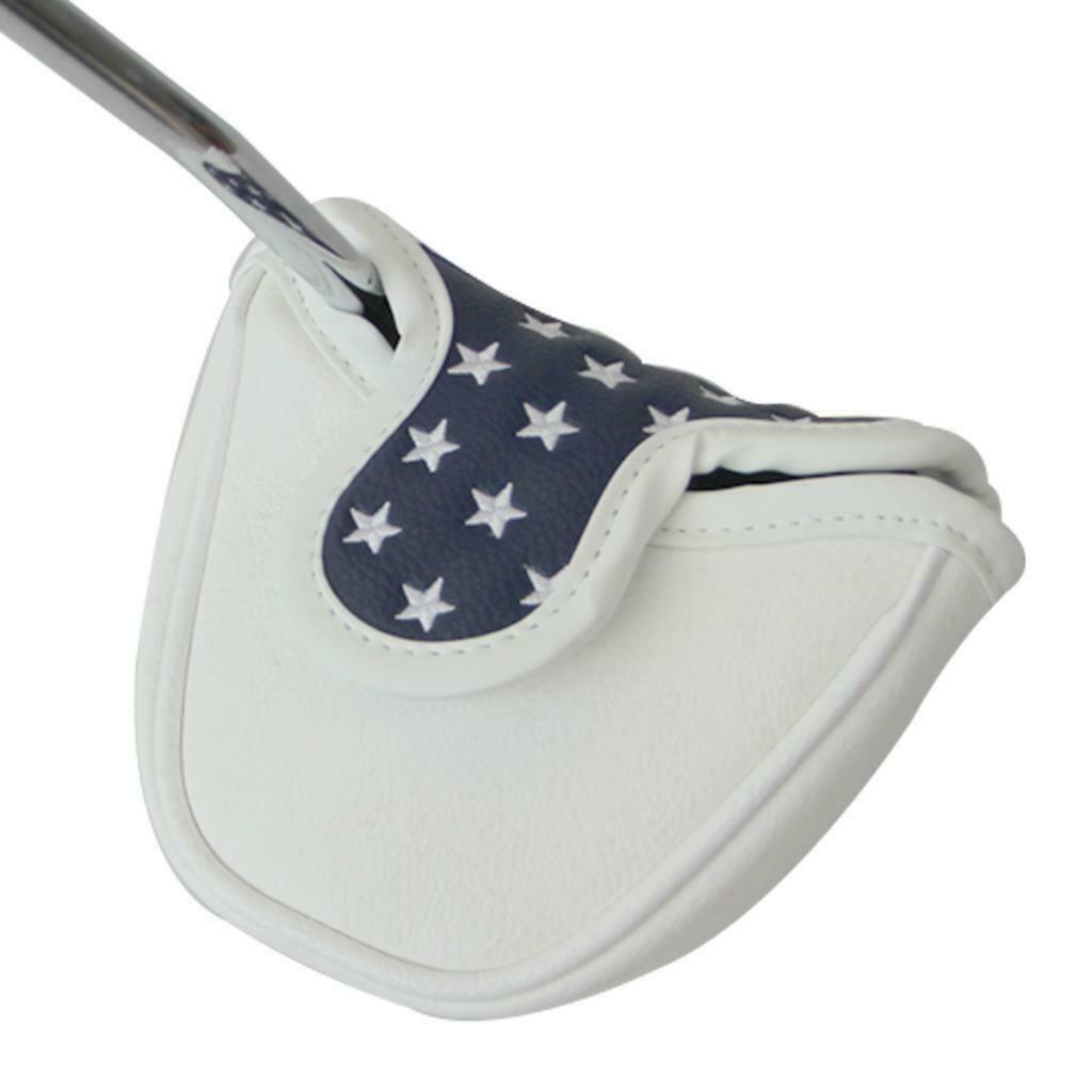 2Pcs PU Leather Golf Head Covers Headcover Magnetic Closure Mallet Putter