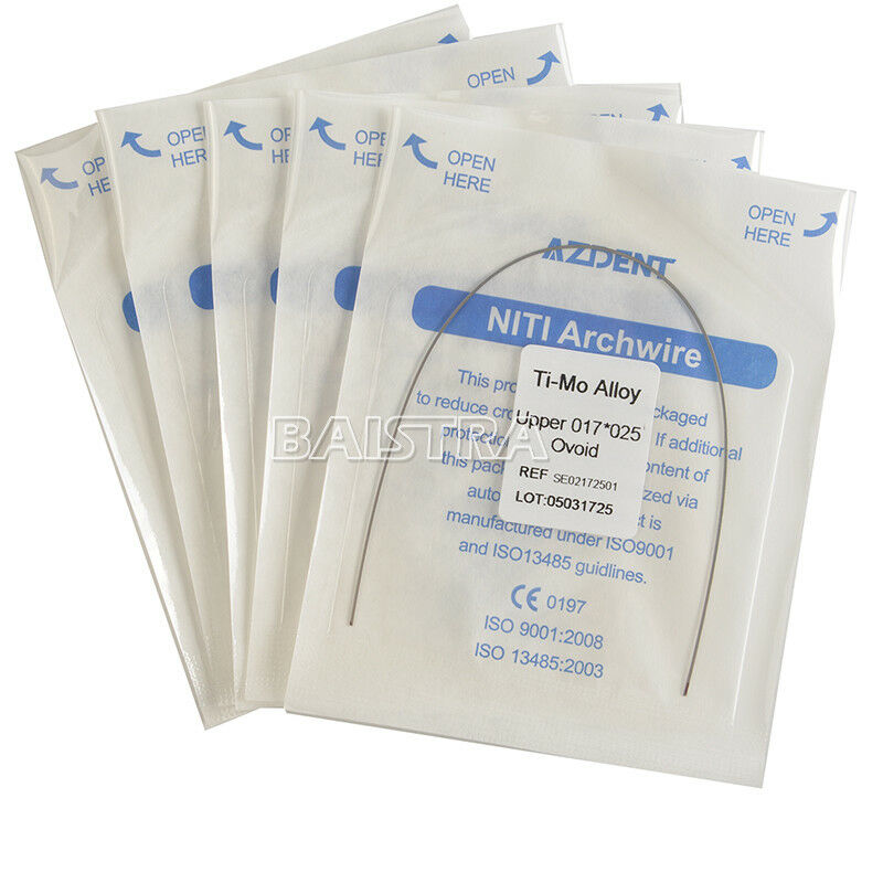 100X Dental Orthodontic Beta TMA Molybdenum Alloy Arch Wire 17X25 Upper AZDENT