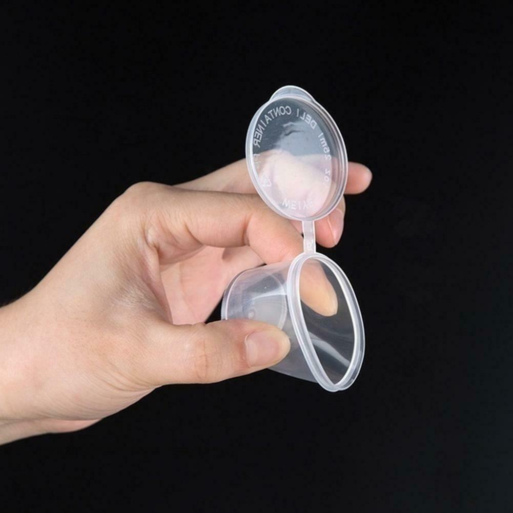 1oz  Round Food Containers Plastic Clear Tubs Lids Deli Pot Sauce Dip 50pcs 25mL