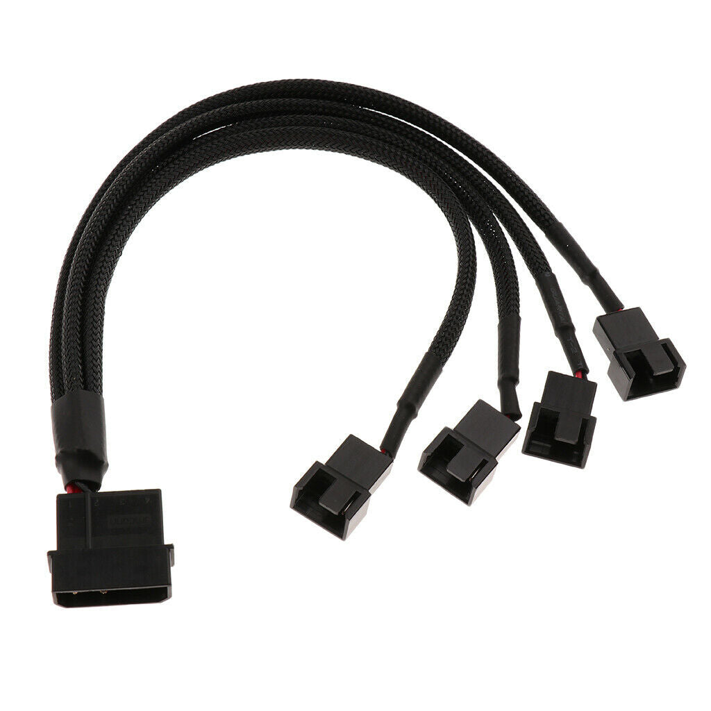 Premium Fans 4 Way Splitter Adapter Cables 4 Pin to 3 Pin 270mm