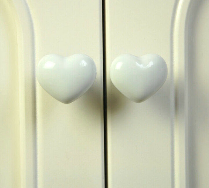 8Pcs Ceramic Heart Shaped Knobs Drawer Knob Round Pull Handle Home Door Cabinet