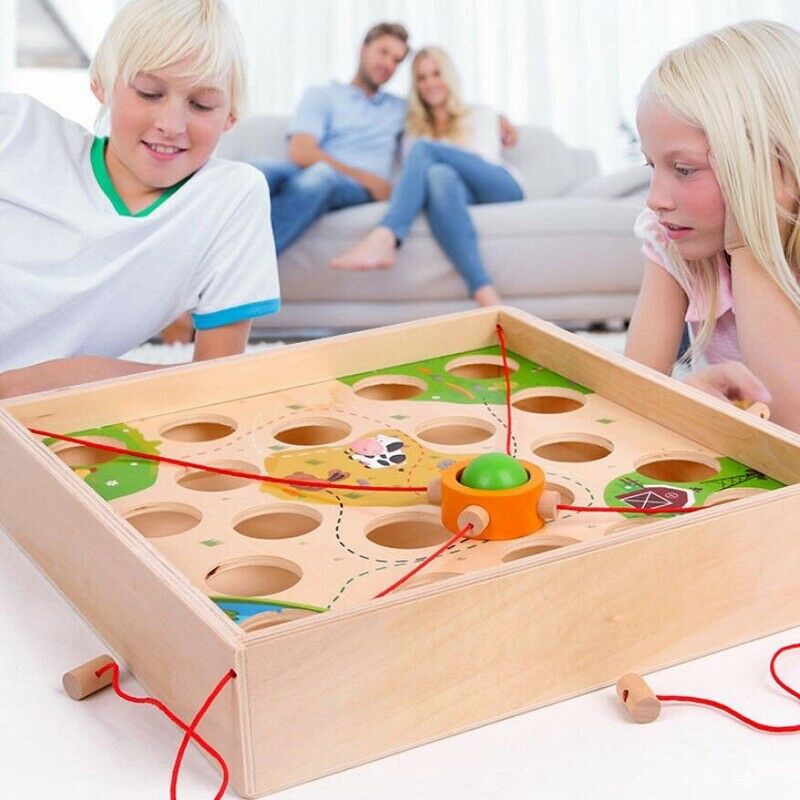 Kids Maze Pull Ball Table Game Wooden Toys Toddlers Early Education Learning TO1