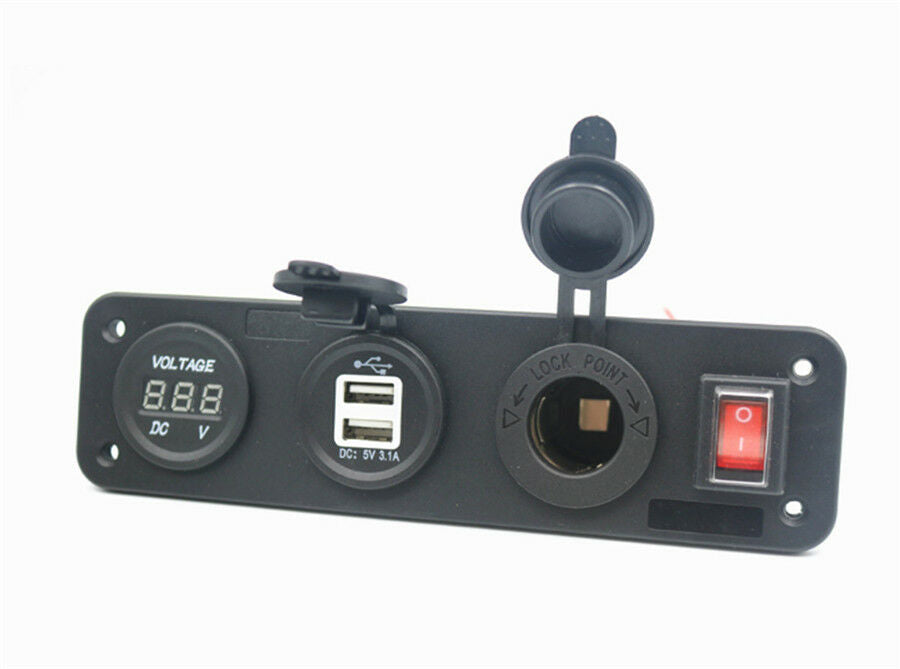 4 in 1 New Digital Voltmeter +12V Power Socket +Dual USB Power Charger Adapter
