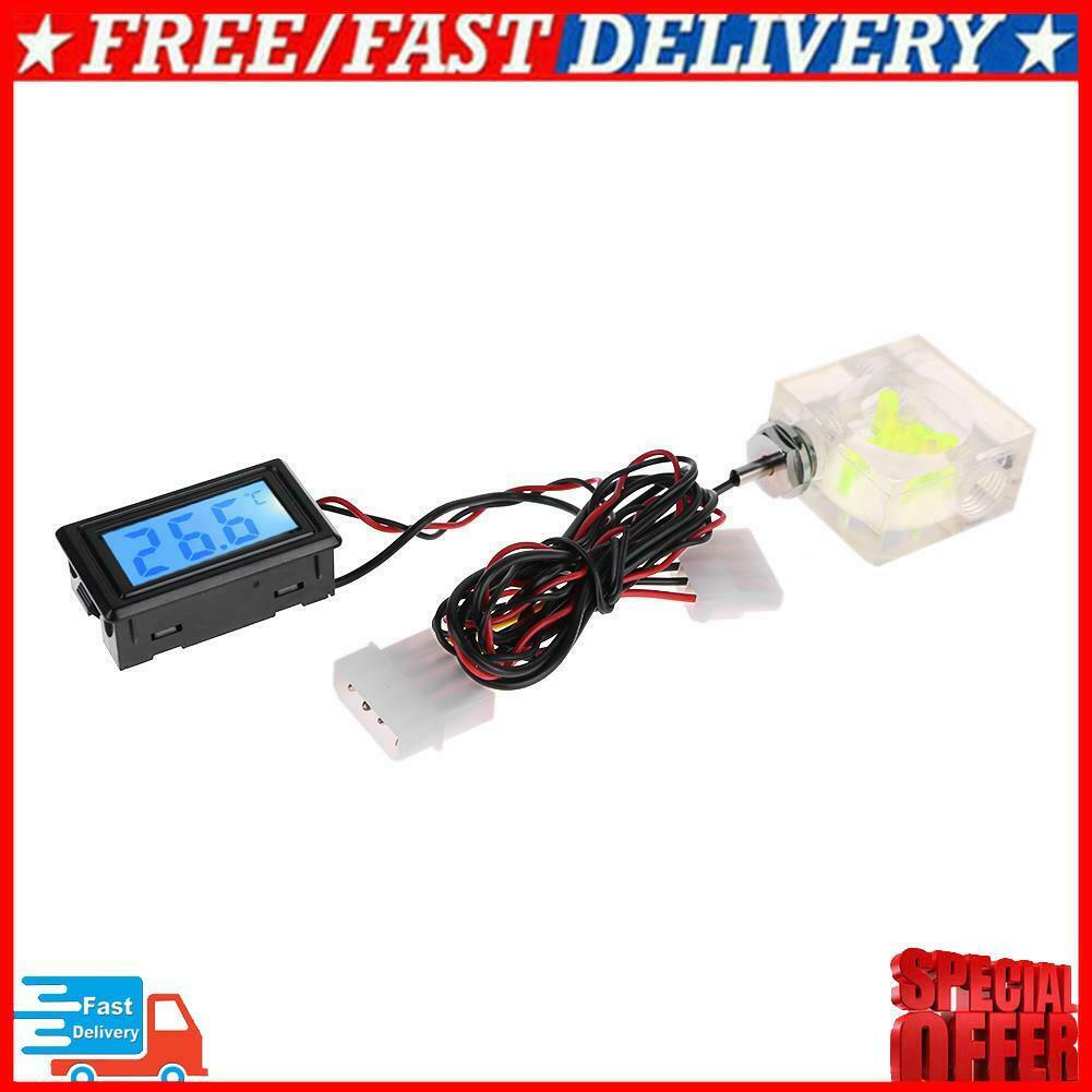 LED Digital Thermometer 3 Way Flow Meter for PC Water Cooling Liquid Systems