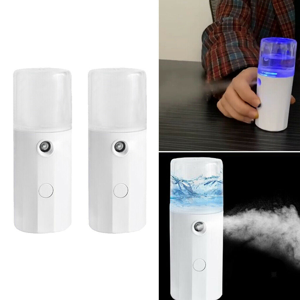 2x USB Nano Facial Mister Steamer Face Mist Sprayer Makeup Face Moisturizing