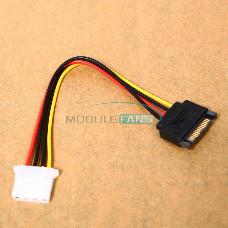 2PCS SATA 15-pin Male Power Cable to Molex IDE 4-pin Female Power Drive Adapter