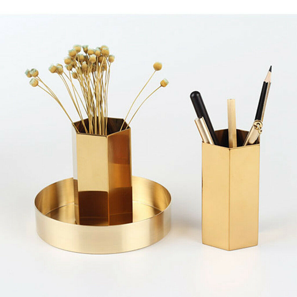 Modern Hexagonal Vase With Pen Pencil Holder And Vase For Stationery Desk